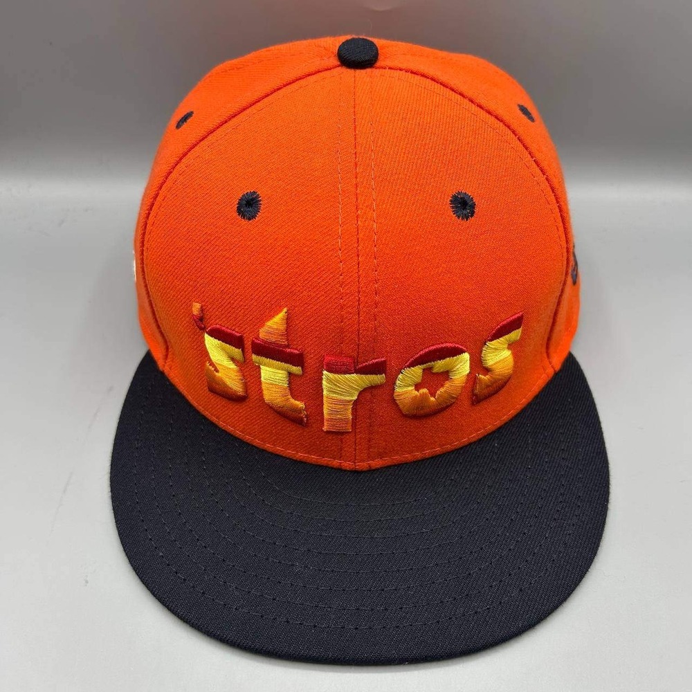 Houston Astros MLB Hat Men 7 1/2 Black Red 59Fifty New Era Fitted Cap